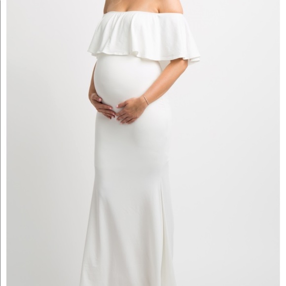 Pinkblush Dresses & Skirts - Ivory off the shoulder mermaid maternity gown